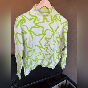 NWT Anthropologie Maeve Lime Star Pattern Turtleneck Sweater